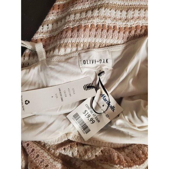 New Olive & Oak Knit Dress Womens Sz M Cream Brown Tank Summer i - Picture 2 of 3